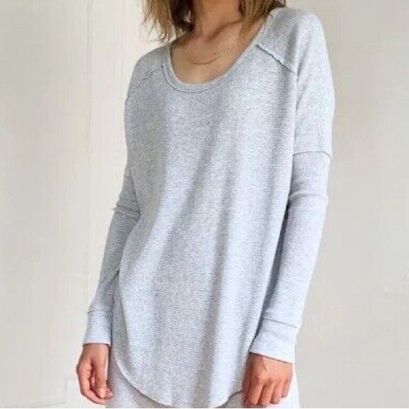 Aritzia TNA Alder Waffle Knit Long Sleeve - Heather grey - Picture 1 of 4